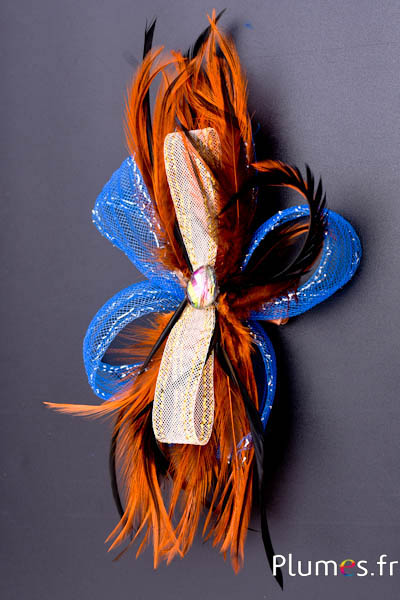 Bijou Coq - sur pince - orange avec crin
